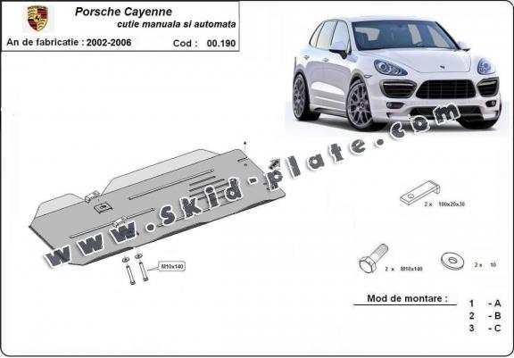 Steel manual and automatic gearbox skid plate for Porsche Cayenne