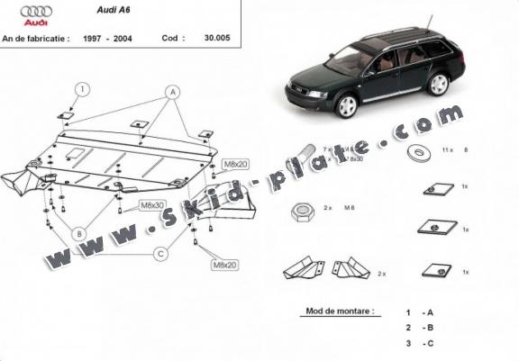 Steel skid plate for Audi A6