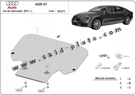 Steel gearbox skid plate for Audi A7