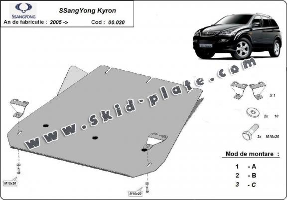 Steel gearbox skid plate for SsangYong Kyron