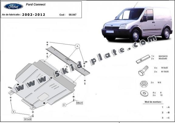 Steel skid plate for Ford Transit Connect