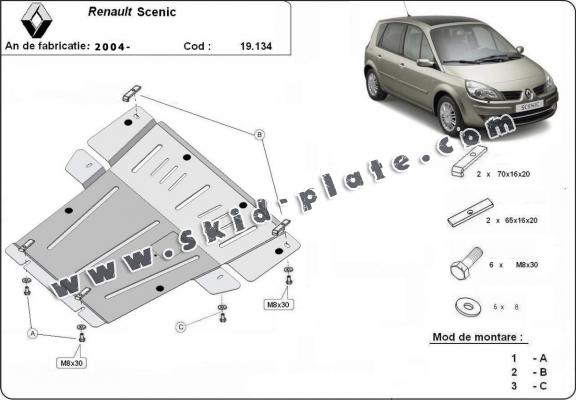 Steel skid plate for Renault Scenic