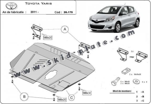 Steel skid plate for Toyota Yaris