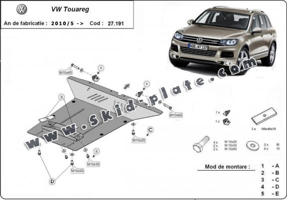 Steel skid plate for VW Touareg