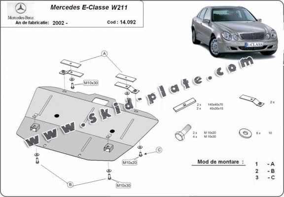 Steel skid plate for Mercedes E-Classe W211