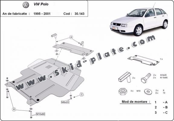 Steel skid plate for Volkswagen Polo - 6N, 6N1, 6K, Classic, Variant