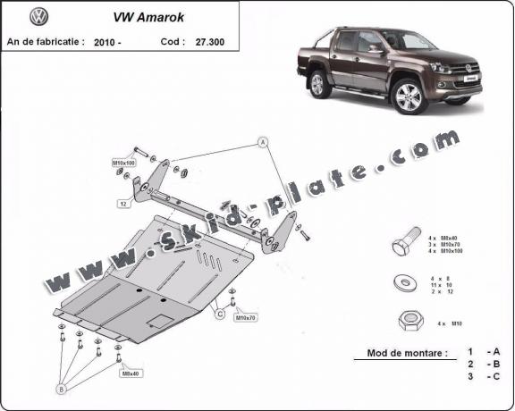 Steel skid plate for Volkswagen Amarok