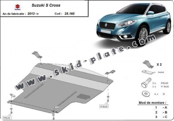 Steel skid plate for the protection of the engine and the gearbox for Suzuki S-Cross