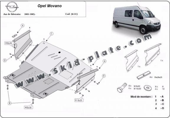 Steel skid plate for Opel Movano