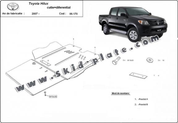 Steel differential skid plate for Toyota Hilux