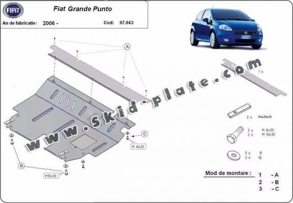 Steel skid plate for Fiat Grande Punto