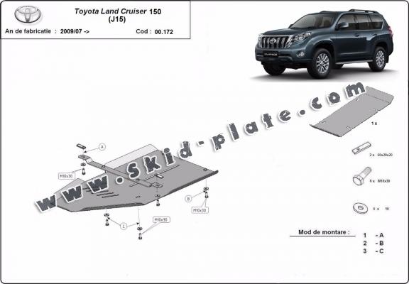 Steel gearbox skid plate for Toyota Land Cruiser 150