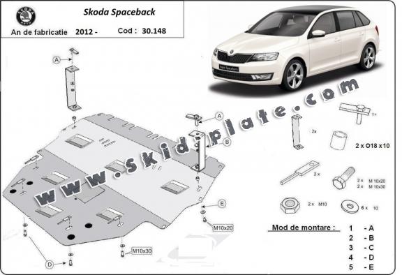 Steel skid plate for Skoda Spaceback