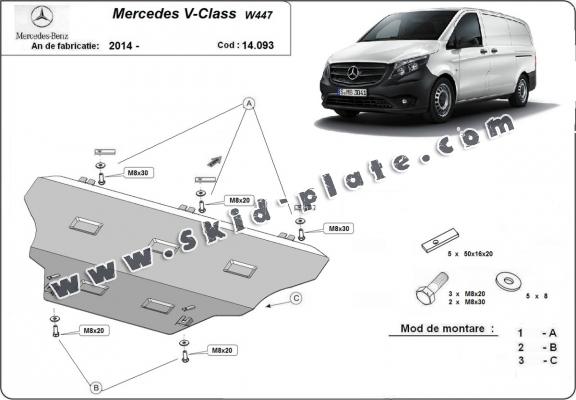 Steel skid plate for Mercedes V-Classe W447, 4x2, 1.6 D