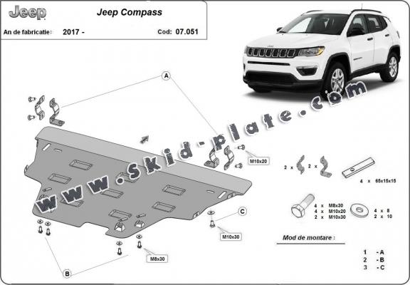 Steel skid plate for Jeep Compass