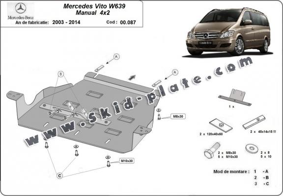 Steel gearbox skid plate for Mercedes Viano W639 - 2.2 D 4x2