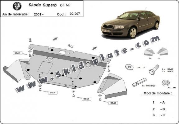 Steel skid plate for Skoda Superb - 2.5 Tdi, V6