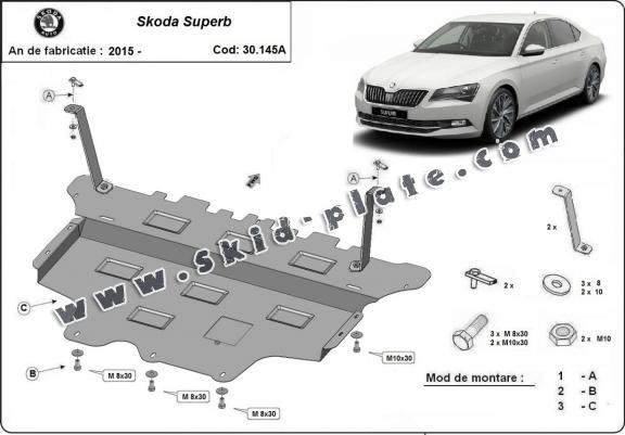 Steel skid plate for Skoda Superb - automatic gearbox