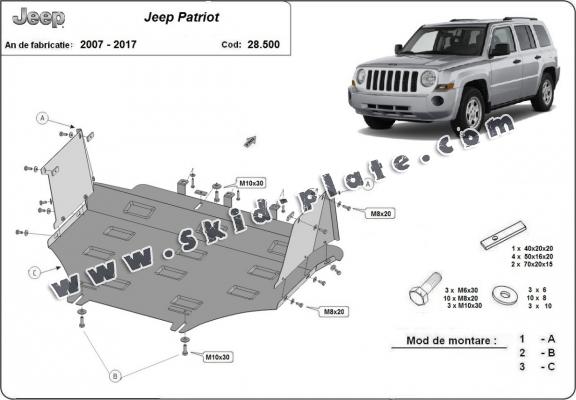 Steel skid plate for Jeep Patriot