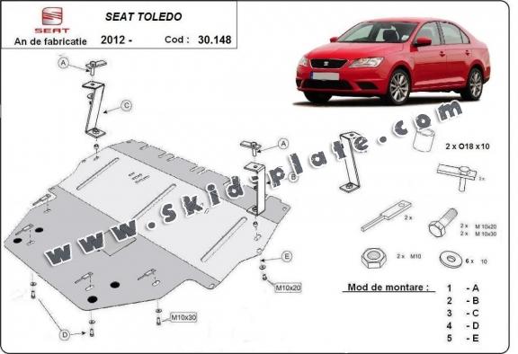 Steel skid plate for Seat Toledo 4