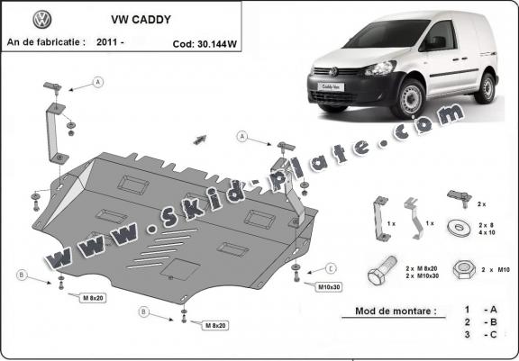 Steel skid plate for VW Caddy - with WEBASTO