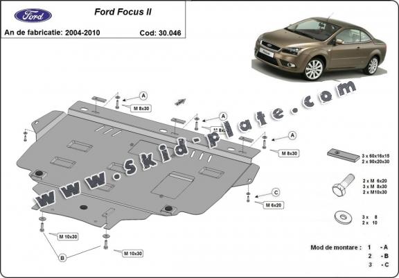 Steel skid plate for Ford Focus 2