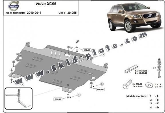 Steel skid plate for the protection of the engine and the gearbox for Volvo XC60