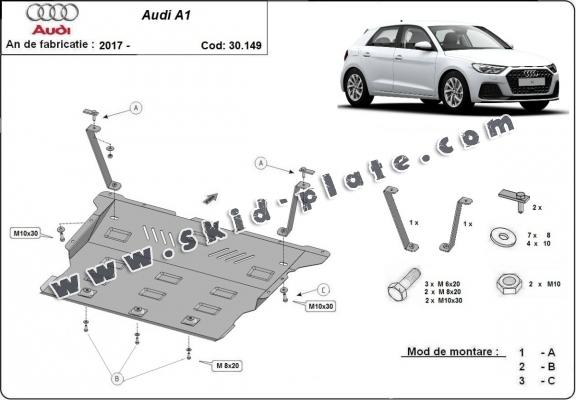 Steel skid plate for Audi A1