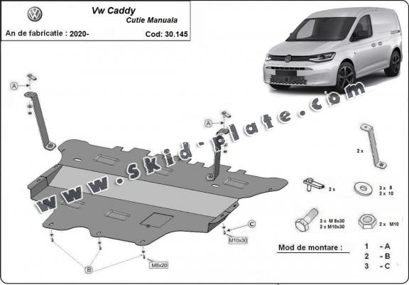 Steel skid plate for VW Caddy