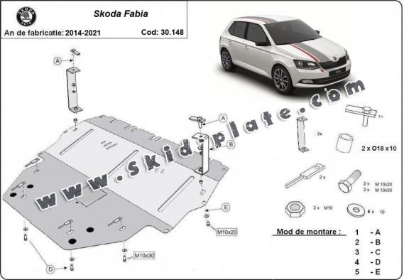 Steel skid plate for Skoda Fabia 3 Diesel