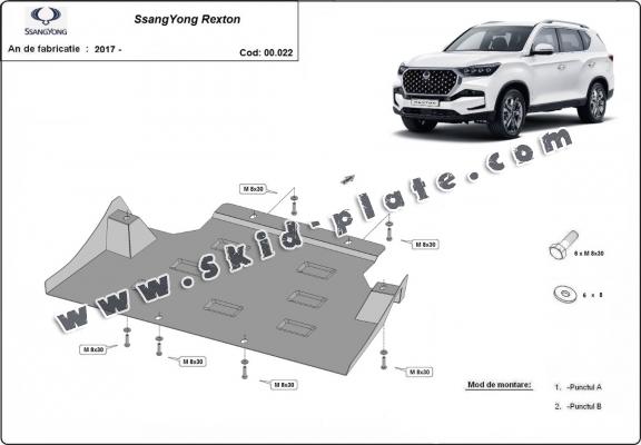 Steel gearbox skid plate for SsangYong Rexton