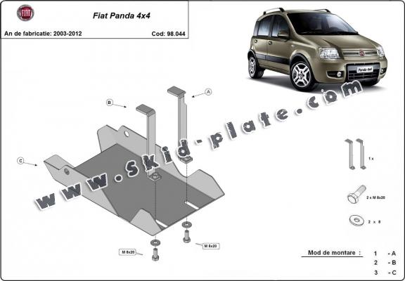 Steel differential skid plate for Fiat Panda 4x4