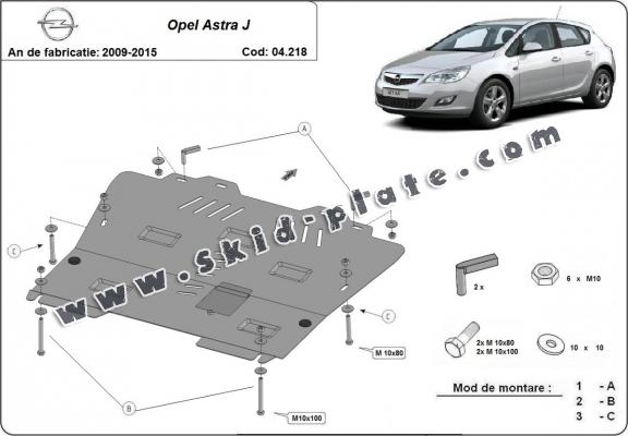 Steel skid plate for Opel Astra J