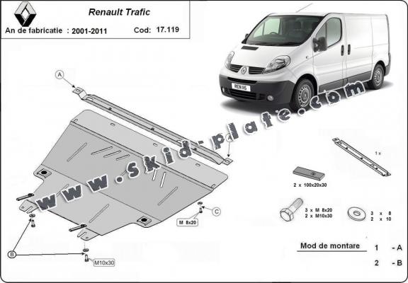 Steel skid plate for Renault Trafic