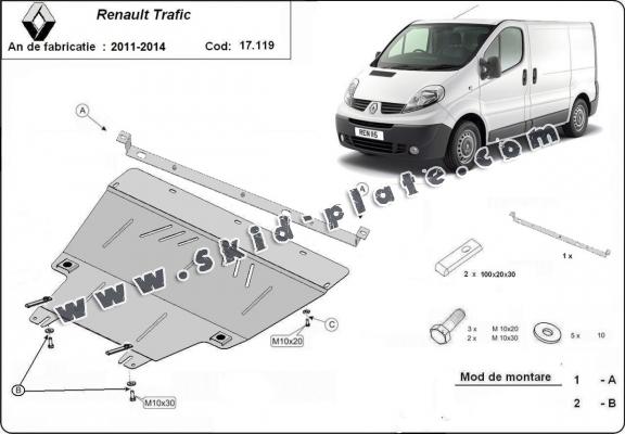 Steel skid plate for Renault Trafic (2011-2014)