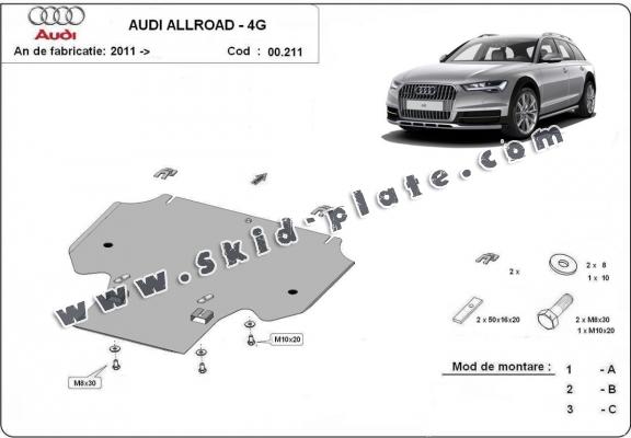 Steel gearbox skid plate for Audi All Road A6