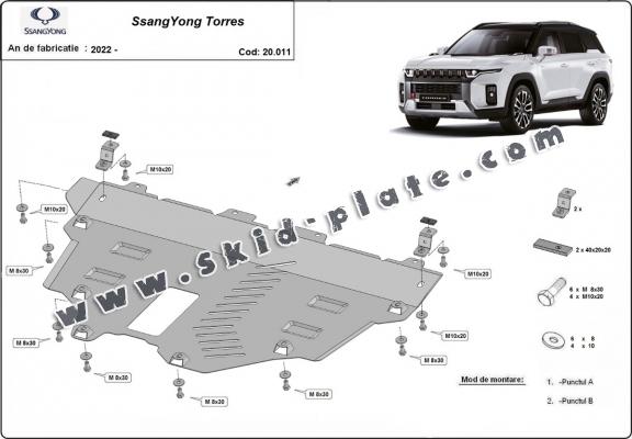 Steel skid plate for Ssangyong Torres