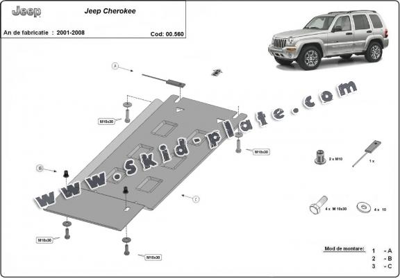 Steel gearbox skid plate for Jeep Cherokee - KJ