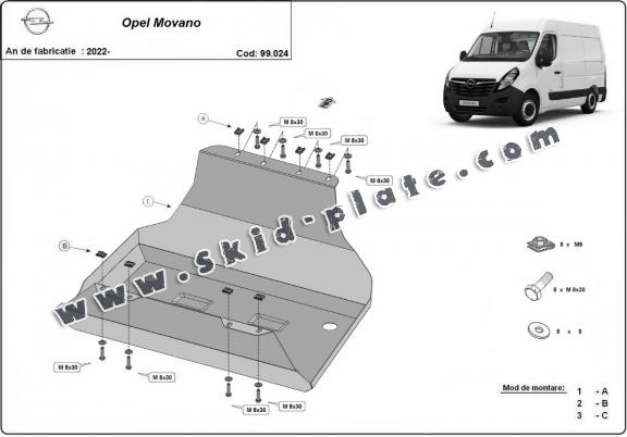 Steel fuel tank skid plate  for Opel Movano