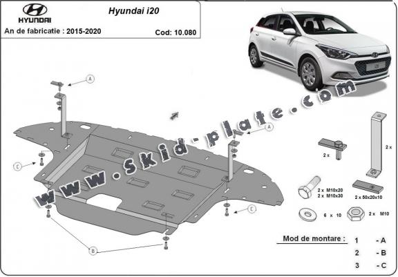 Steel skid plate for Hyundai i20