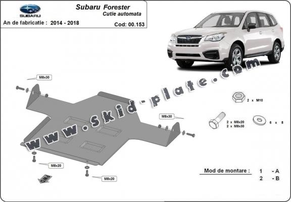 Steel automatic gearbox skid plate for Subaru Forester 4