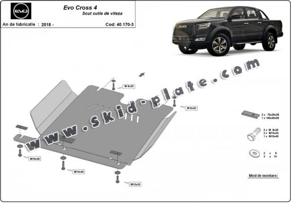 Steel gearbox skid plate for Evo Cross 4