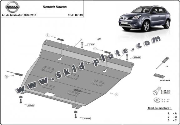 Steel skid plate for Renault Koleos - Vers 2.0