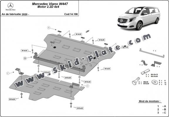 Steel skid plate for Mercedes Viano W447, 2.2 D, 4x4