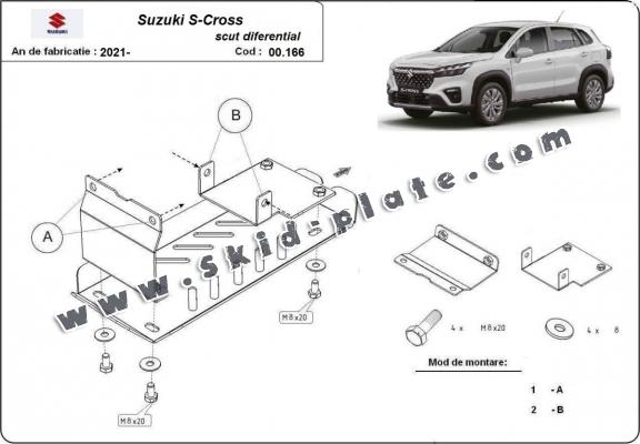 Aluminum diferential skid plate for Suzuki S-Cross