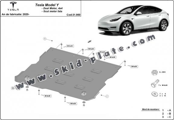 Front electric motor guard for Tesla Model Y AWD