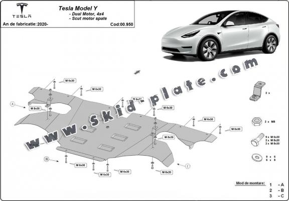 Rear electric motor guard for Tesla Model Y AWD