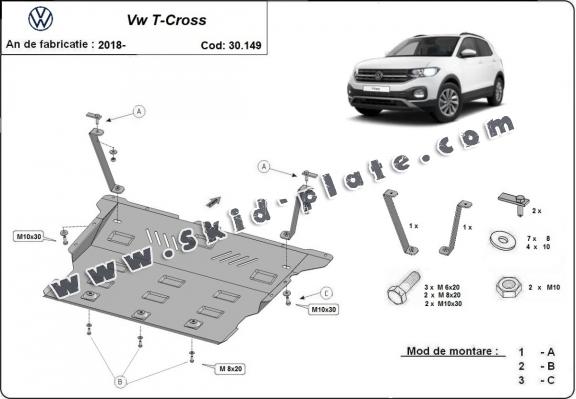 Steel skid plate for VW T-Cross