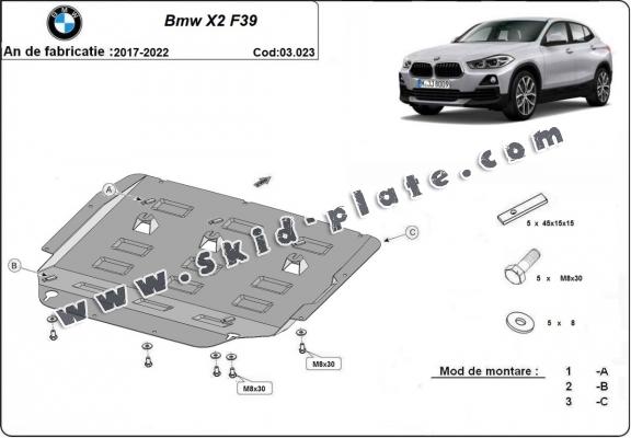 Steel skid plate for BMW X2 F39