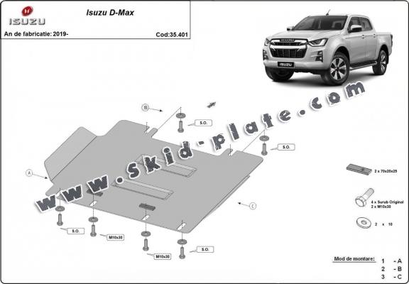 Steel skid plate for Isuzu D-Max